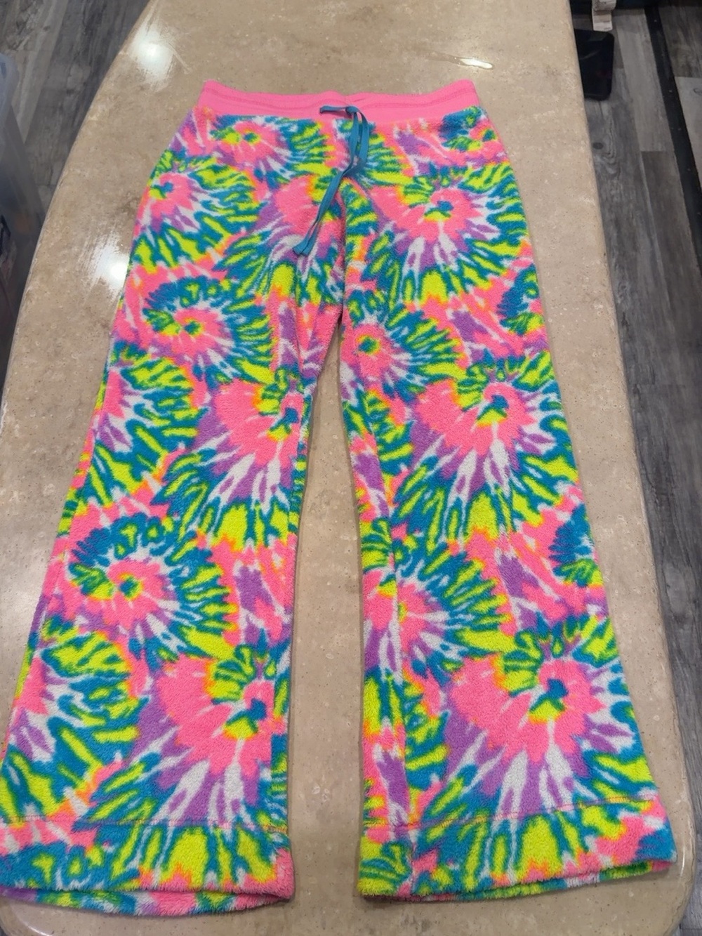 Justice Kids Tie-Dye Plush Joggers - Pink Multi